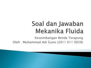 Soal dan Jawaban Mekanika Fluida