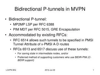 Bidirectional P-tunnels in MVPN
