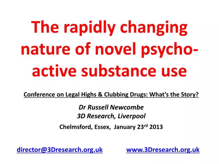 the rapidly changing nature of novel psycho active substance use