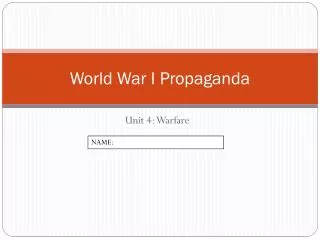 World War I Propaganda