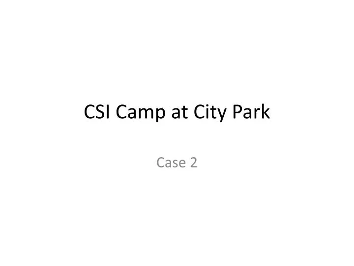 csi camp at city park