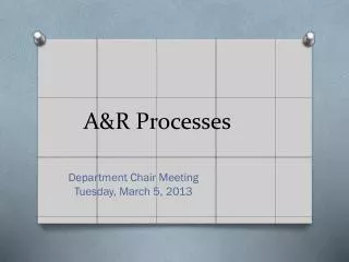 A&amp;R Processes
