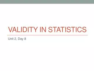 Validity in Statistics