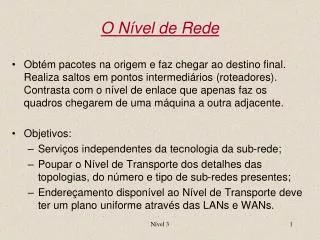 o n vel de rede