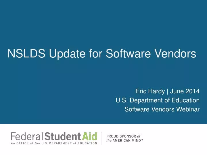 nslds update for software vendors