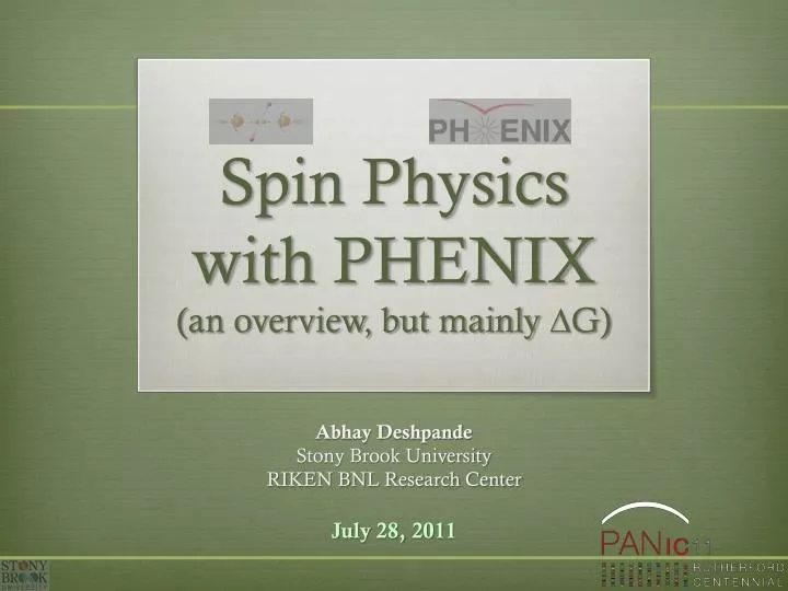 spin physics with phenix an overview but mainly d g