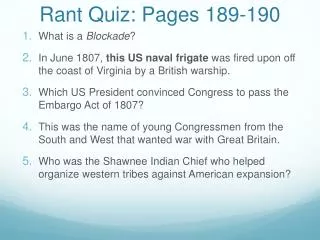 Rant Quiz: Pages 189-190