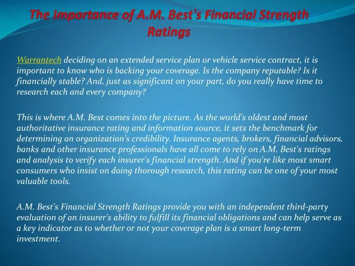 the importance of a m best s financial strength ratings
