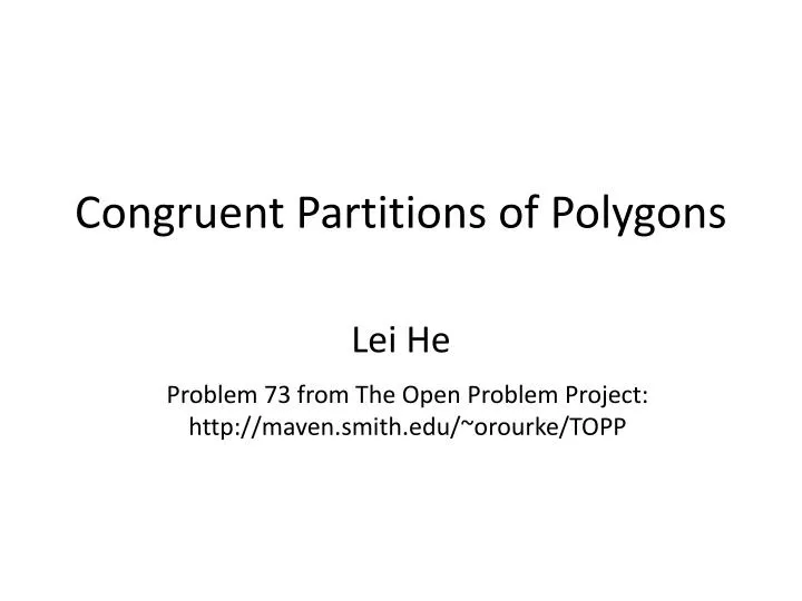congruent partitions of polygons