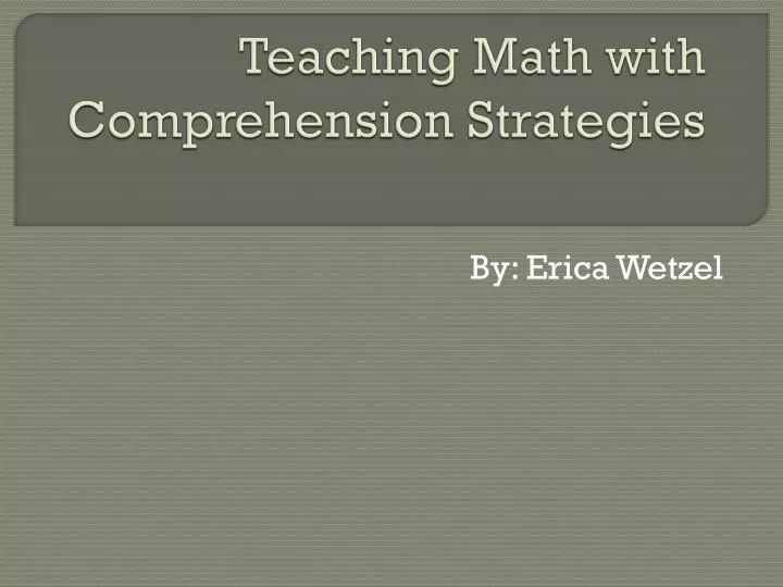 teaching math with comprehension strategies