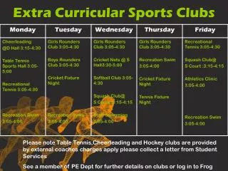 Extra Curricular Sports Clubs