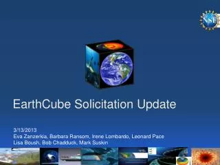 EarthCube Solicitation Update