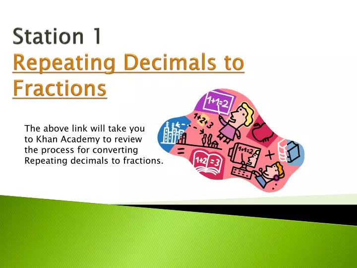 station 1 repeating decimals to fractions
