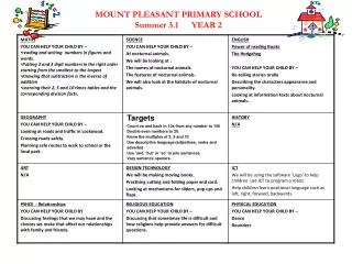 MOUNT PLEASANT PRIMARY SCHOOL Summer 3.1 YEAR 2