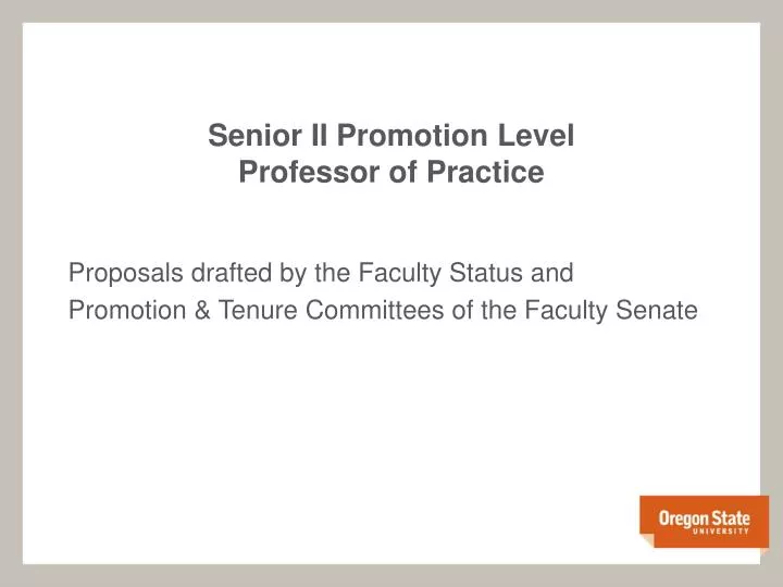senior ii promotion level professor of practice