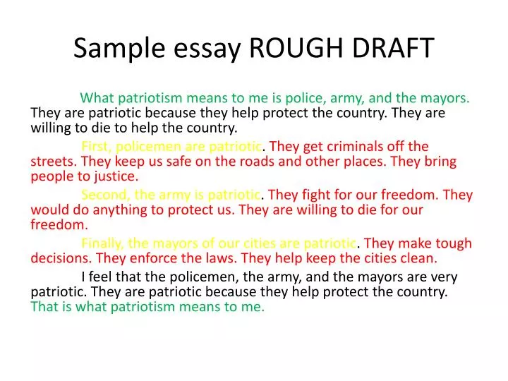 nhd rough draft examples