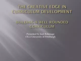 The Creative Edge in Curriculum Development Building a Well-Rounded Curriculum