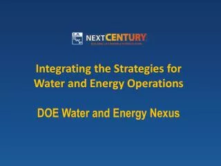 Integrating the Strategies for Water and Energy Operations DOE Water and Energy Nexus