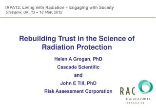 Rebuilding Trust in the Science of Radiation Protection
