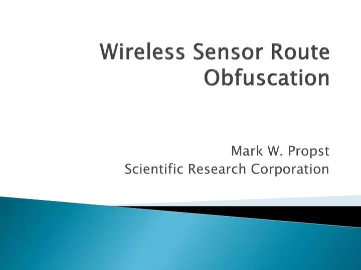 wireless sensor route obfuscation