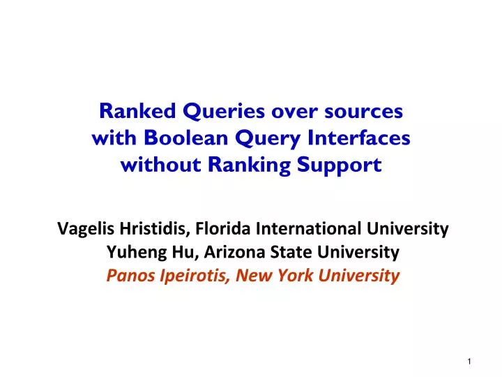 ranked queries over sources with boolean query interfaces without ranking support