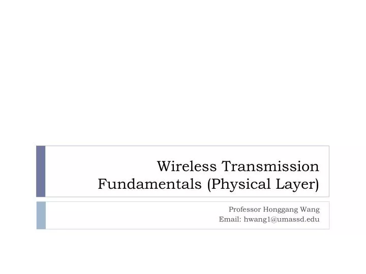 wireless transmission fundamentals physical layer