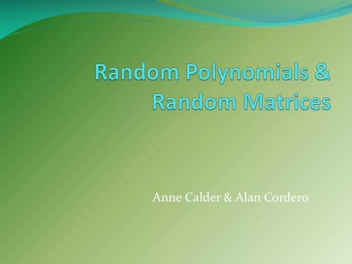 random polynomials random matrices