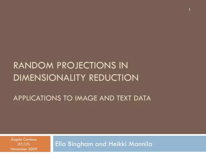 random projections in dimensionality reduction applications to image and text data