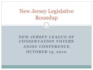 New Jersey Legislative Roundup