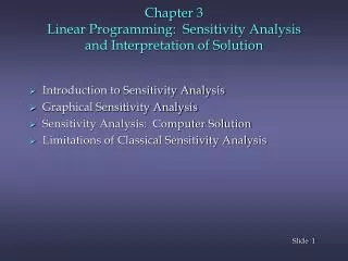 Chapter 3 Linear Programming: Sensitivity Analysis and Interpretation of Solution