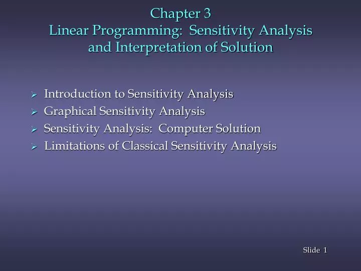 chapter 3 linear programming sensitivity analysis and interpretation of solution