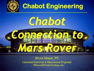 Bruce Mayer, PE Licensed Electrical &amp; Mechanical Engineer BMayer@ChabotCollege