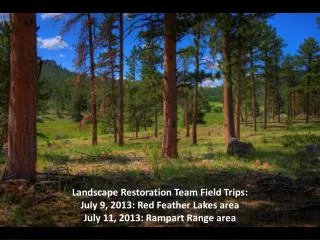 Landscape Restoration Team Field Trips: July 9, 2013: Red Feather Lakes area