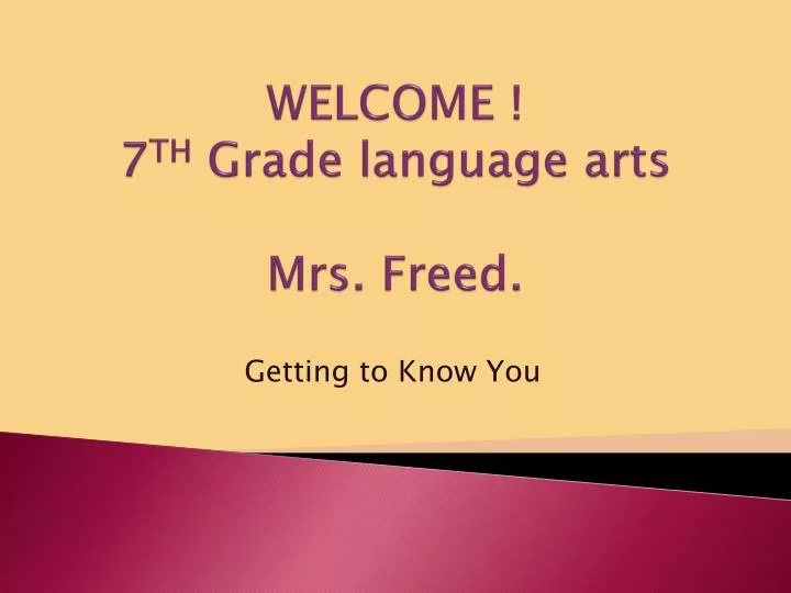 welcome 7 th grade language arts mrs freed