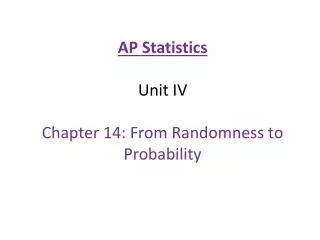 AP Statistics Unit IV Chapter 14: From Randomness to Probability