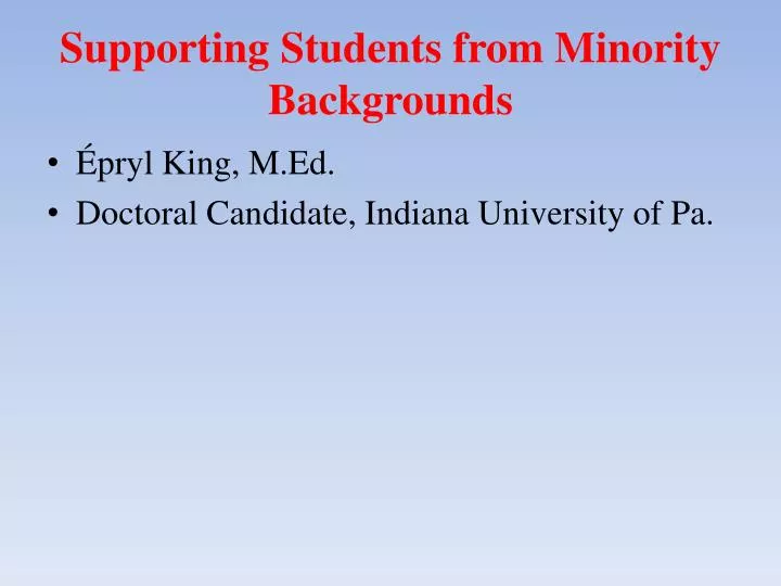 supporting students from minority backgrounds