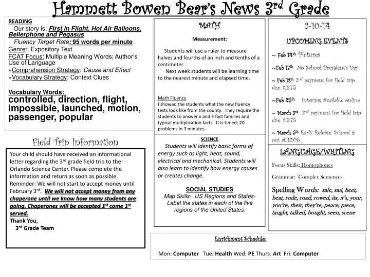 hammett bowen bear s news 3 rd grade