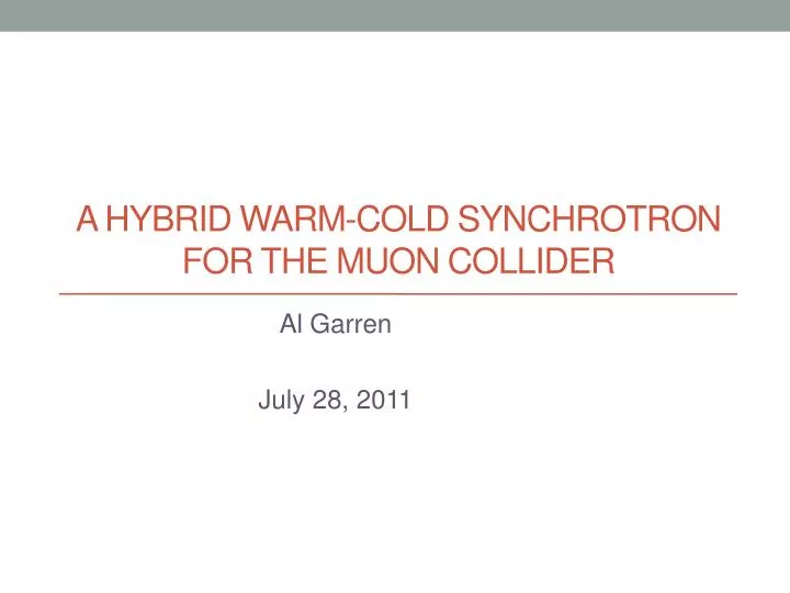 a hybrid warm cold synchrotron for the muon collider