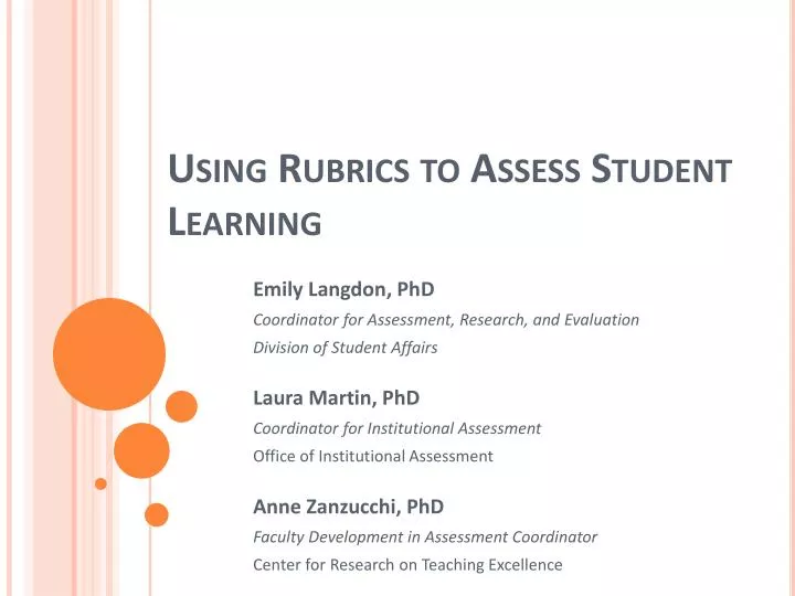 using rubrics to assess student learning