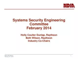Systems Security Engineering Committee February 2014