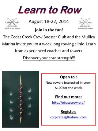 Learn to Row August 18-22, 2014