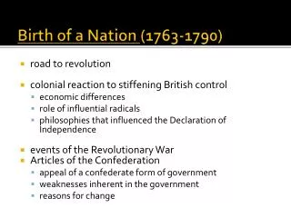 birth of a nation 1763 1790