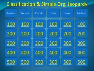 Classification &amp; Simple Org. Jeopardy