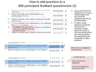 How to add questions to a WBI participant feedback questionnaire (1)