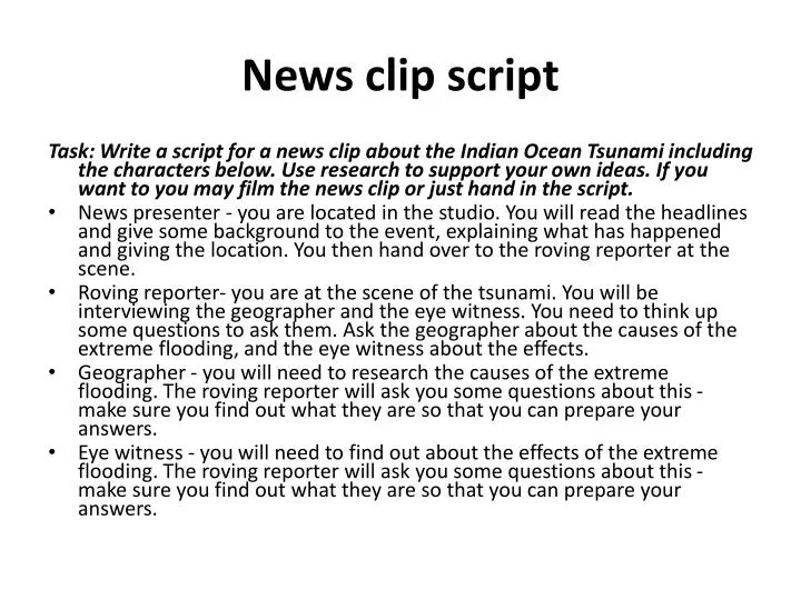 news clip script