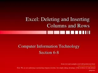 Excel: Deleting and Inserting Columns and Rows