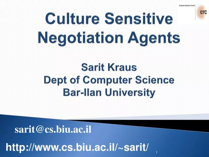 culture sensitive negotiation agents sarit kraus dept of computer science bar ilan university