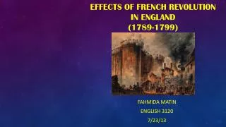 Effects of French Revolution in England (1789-1799)