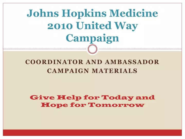 johns hopkins medicine 2010 united way campaign
