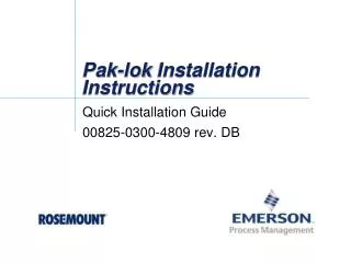 Pak- lok Installation Instructions
